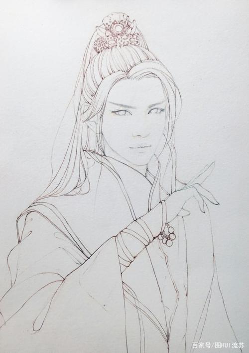 古风人物手绘线稿 一笔一画勾勒最美中国风