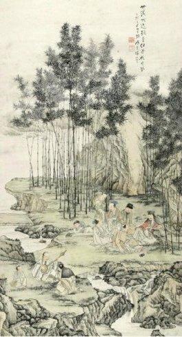 竹溪六逸图&nbsp;&nbsp;立轴 1939年作