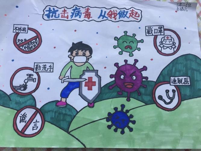 坝陵桥小学三年二班防疫宣传小报