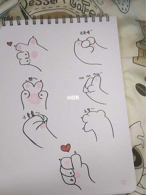 简笔画小熊图案和猫爪手势_手势_简笔画_绘画_文化