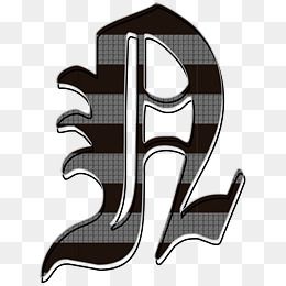 黑灰条纹花体复古英文字母n