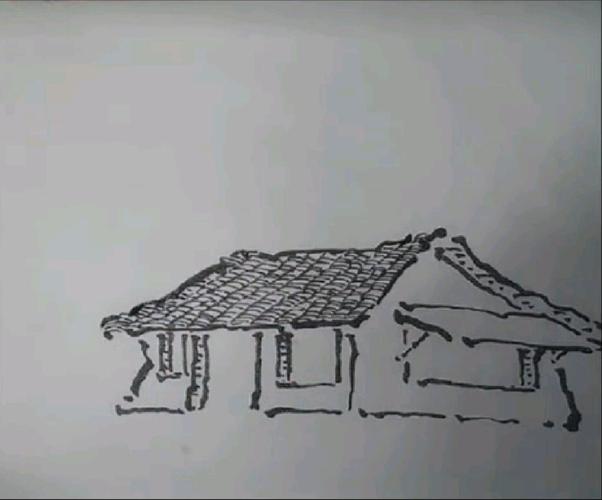 ②画瓦片,线条非常细.