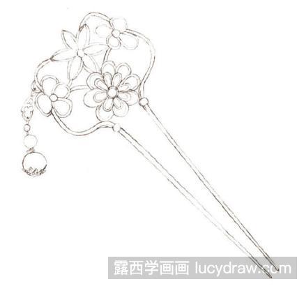 水彩画教程:怎么画古风簪子