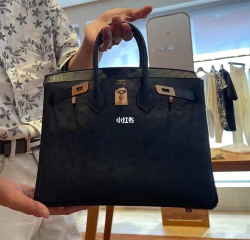 爱马仕birkin 25 黑色 鸵鸟皮z刻终于来了_birkin_爱马仕怎么样_玫瑰
