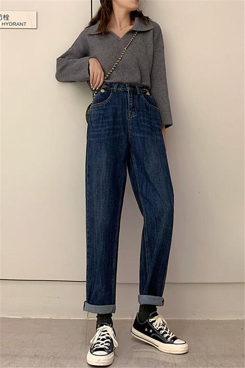 腿粗女孩穿搭梨形身材裤子适合胯大腿粗的牛仔裤大码女装春显瘦潮
