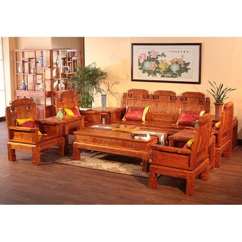 新中式实木沙发老榆木花梨沙发仿古红木家具古典中式客厅沙发组合视频