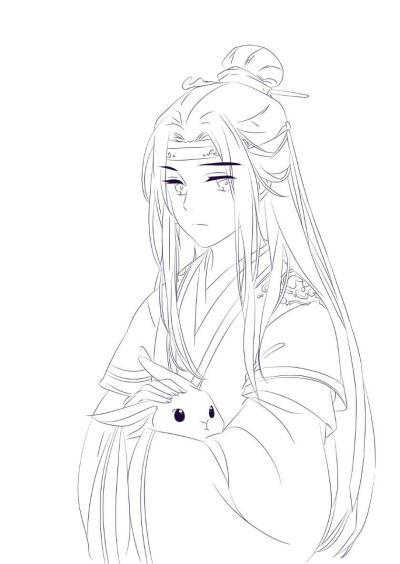 黑白线稿/橡皮章素材/动漫/魔道祖师/蓝忘机