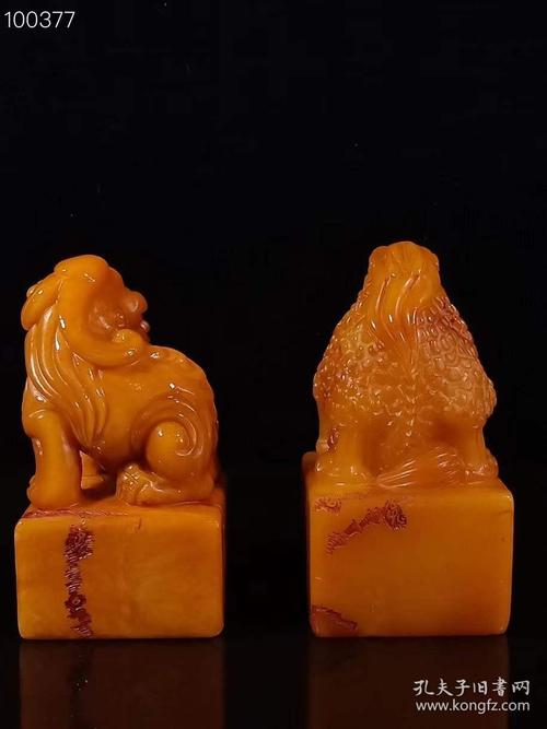 田黄石瑞兽印章纯手工雕刻包浆厚重刻刀力度深邃用料上品呈色稳定售价