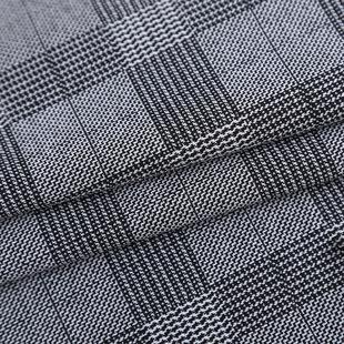 新款人棉涤纶针织提花面料西装格子外套服装布料批发色织提花布