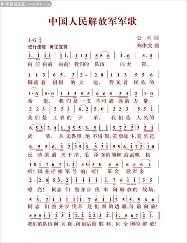 中国人民解放军军歌歌谱图片