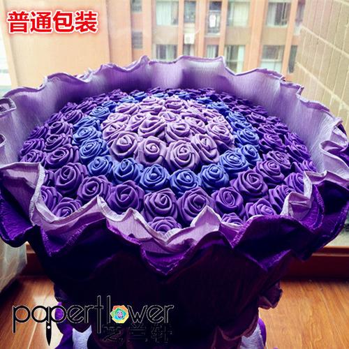 diy仿真手工泡沫纸海绵纸玫瑰花材料包/ 成品 99朵/66朵 情人节