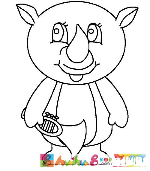 卡通犀牛人物简笔画步骤图片大全