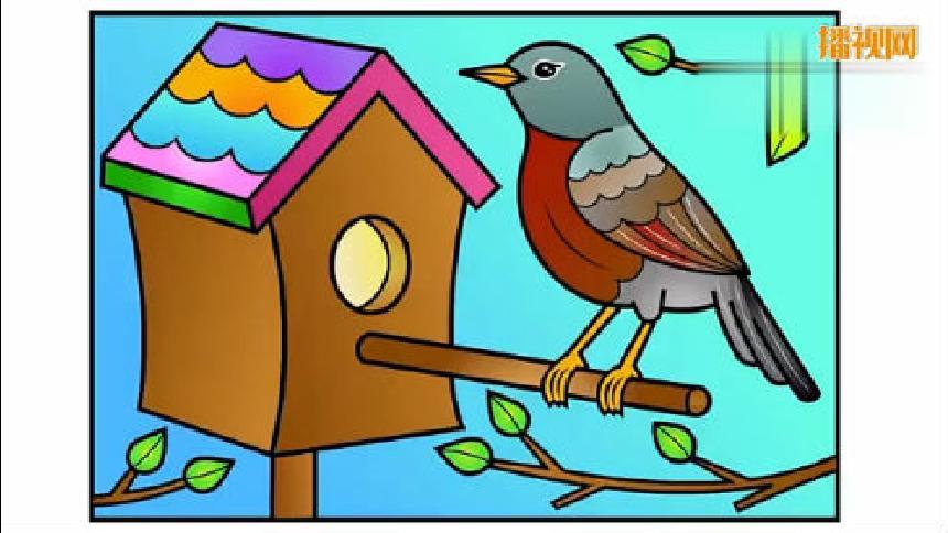简笔画大全:画漂亮小鸟和鸟巢