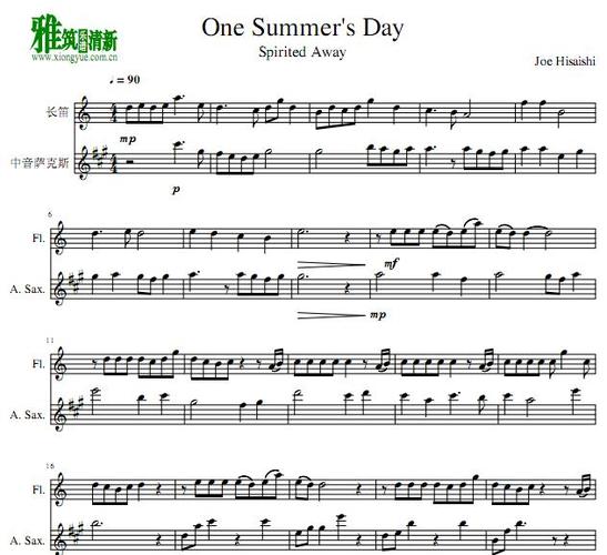 spirited_away - one summer"s day长笛萨克斯重奏谱