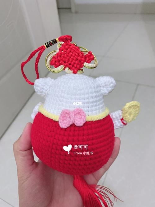 招财猫钩针_招财猫_钩针_大红色_玩偶_兴趣爱好_手工