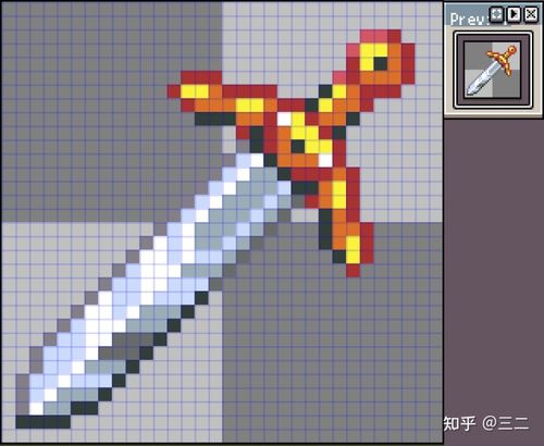 武器画法 关键词:像素画,像素图,马赛克画,网格画,方格画,武器,icon