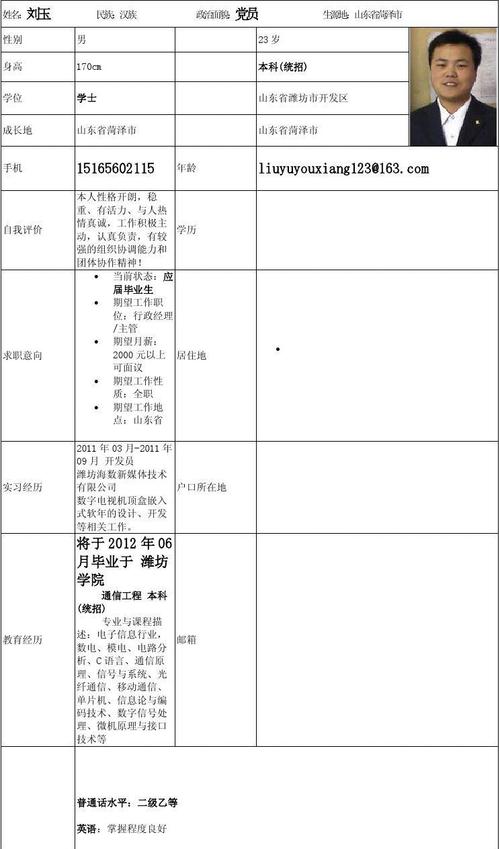 简历-刘玉