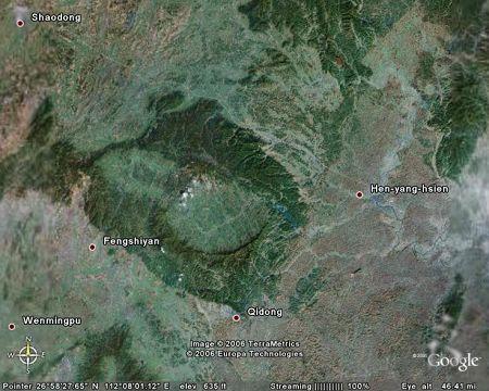 中国南方的几处陨石坑