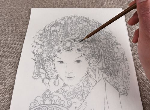 l1工笔画白描底稿临摹练习初学入门中国画京剧脸谱水彩绘熟画宣纸