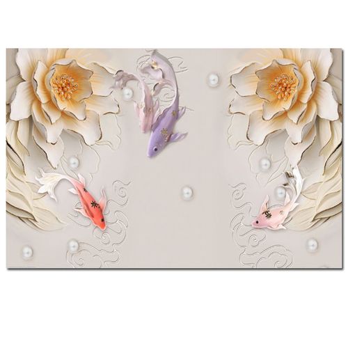 浮雕墙布马蹄莲花无缝壁布 5d 立体电视背景墙客厅 3d 郁金香珠宝壁画