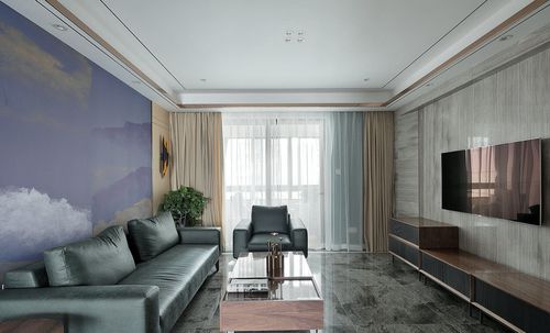 没有灯带客厅走一圈石膏线条吊顶效果图
