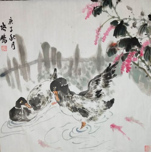 新视觉美术中心成人国画课堂《鸭子的画法》习作