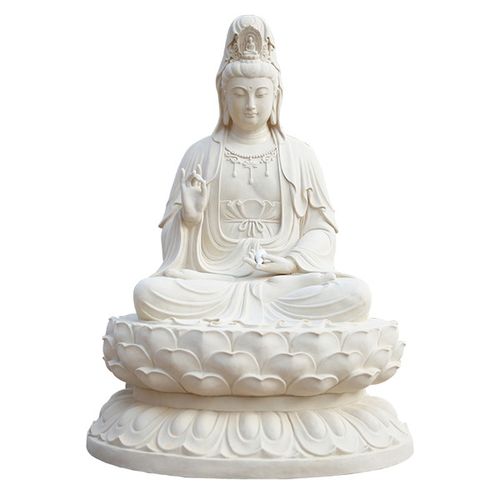 树脂观音菩萨1米8寺庙观世音佛像贴金坐莲花观音菩萨白胚