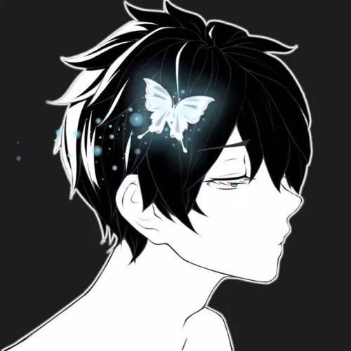 qq动漫男生黑白头像背影图片大全