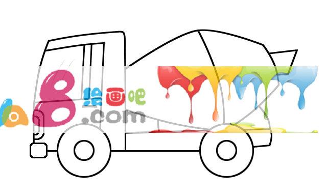 混凝土搅拌车儿童简笔画