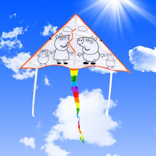 风筝定制涂鸦diy儿童涂色风筝空白填色卡通手工绘画创意教学制作