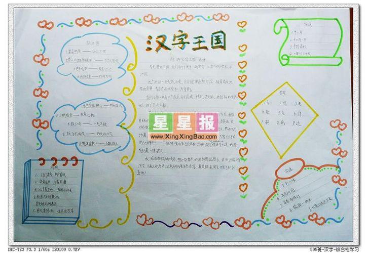 类 别: 汉字手抄报 学 校: 浙江省平湖市当湖高级中学 版面设计