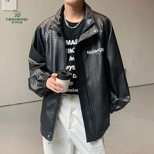 卡丹路cardanro设计款pu夹克鳄鱼纹皮衣外套美式高街上衣宽松大码