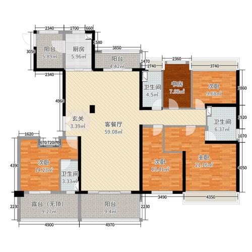 新兴碧桂园雅居乐5室2厅3卫1厨218.00㎡户型图