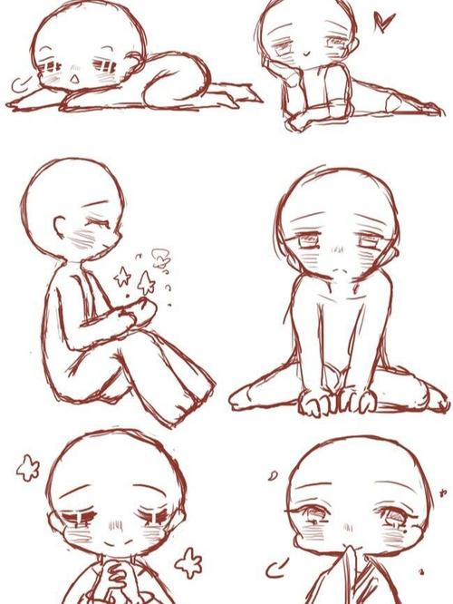 【绘画素材】q版人物线稿绘制模板_绘画_素材_线稿_临摹_寻找小红书