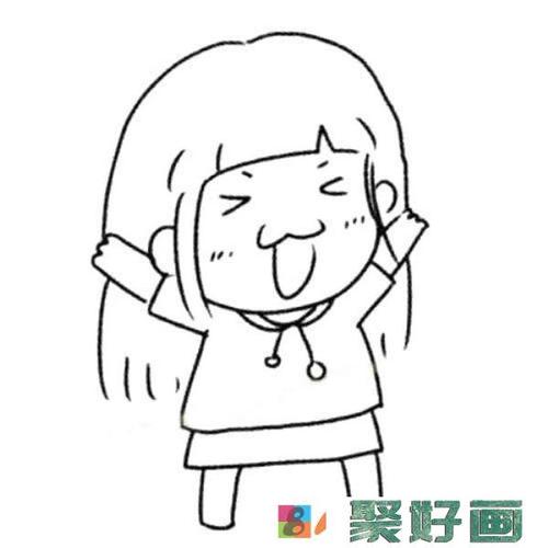 可爱活泼的小女孩简笔画怎么画简笔画教程
