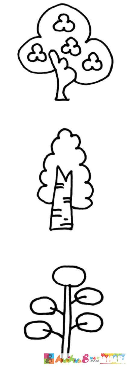 各种大树怎么画简洁_大树简笔画图片