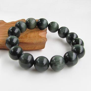 绿发猫眼-天然绿发阳起石手链(16mm,加大号)