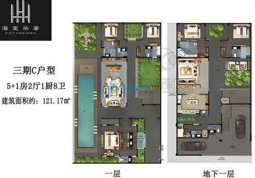 海棠华著别墅 三期c户型 建面121.17㎡