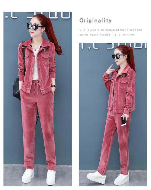 杜卡西dekase品牌2020春秋新款宽松灯芯绒运动套装女休闲服时尚卫衣大