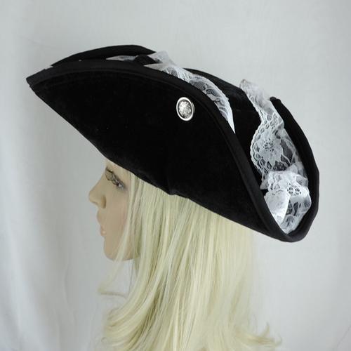 厂家直销jpm274三角海盗帽密丝绒复合eva加勒比船长帽子定做批发