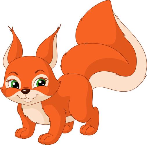 矢量卡通有着美丽尾巴的松鼠