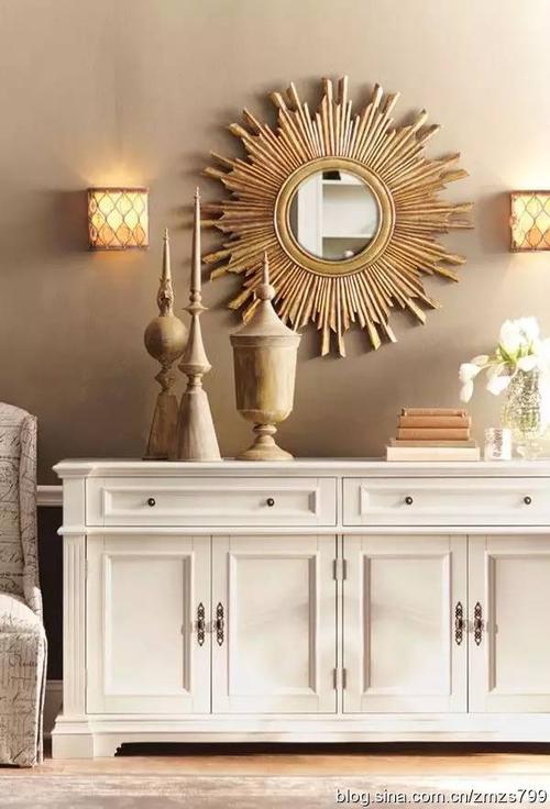 art deco装饰艺术风格,放射状太阳镜子.