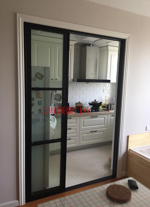 上海黑框热销厨房移门阳台客厅玻璃门卫生间隔断三联推拉移门定制