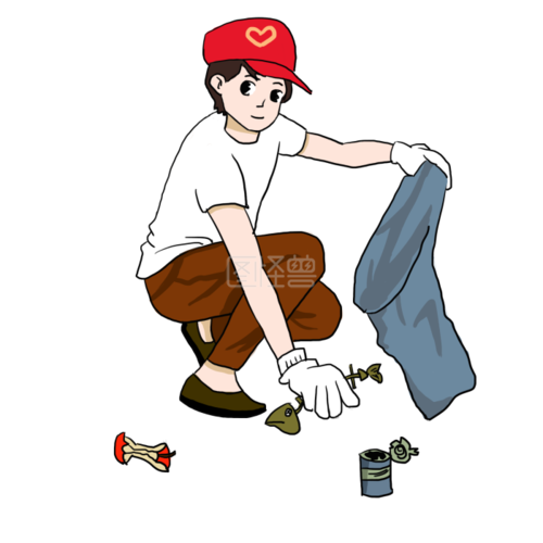 元素图片 爱心公益活动 手绘小红帽环卫志愿者