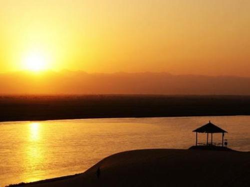 简笔画长河落日