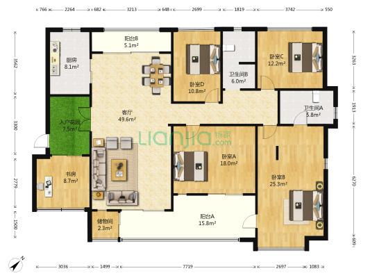 地址,交通配套,户型图及二手房推荐> 万科金域华府 5室1厅2卫 143平方