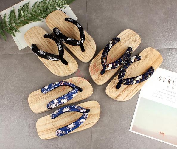 木屐女日式厚底木屐鞋cos日本人字拖男女情侣木鞋夏木拖鞋 碳化原木圆