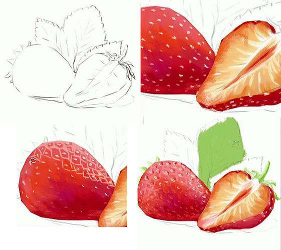 第3集:水果ps板绘-草莓绘制过程|插画|创作习作|我是