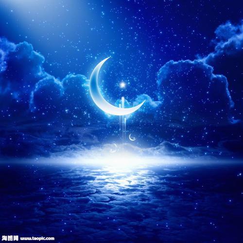 蓝底星星月亮情侣头像