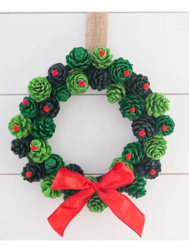 亲子手工系列——松果花环